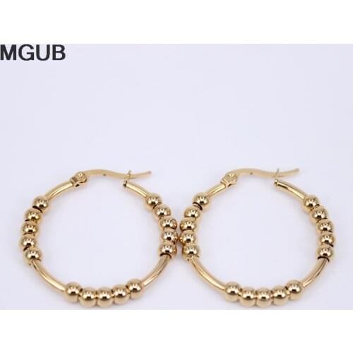 New design Hoop Earrings For Women Gold Color Stainless Steel Rock Punk Round Circle Hoop Earring Party Gift wholesale LH766