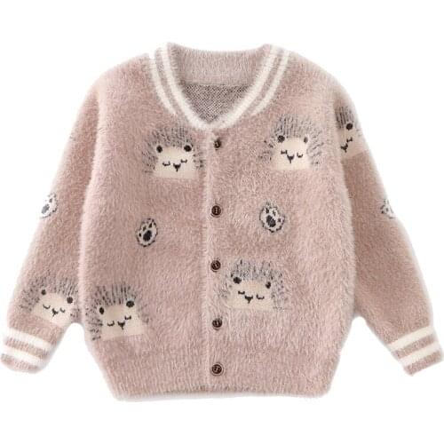 Boy autumn and winter warm sweater Boy fashion cardigan Boy cartoon pattern sweater Boy comfort wild sweater