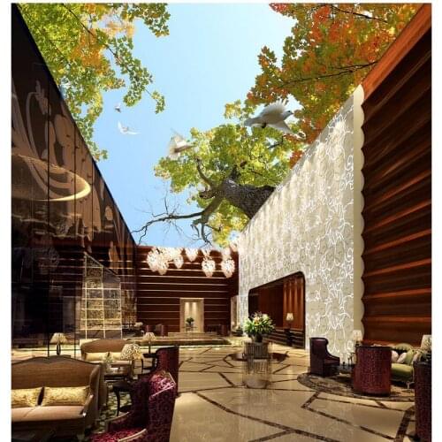 Papel de parede Fantasy tree pigeon ceiling Non woven wallpaper Wall Decoration Custom 3d photo wall paper