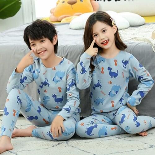 Boys Girls Pajamas New Autumn Long Sleeved Childrens Clothing Sleepwear Thermal Underwear Pyjamas Sets For Kids 4 5 6 8 10