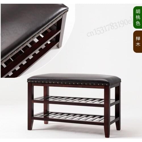 Simple Solid Wood Shoe Changing Stool American Household Bed End Stool Foyer Wear Shoes Double Storage Shoe Rack As817