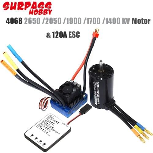 RC Waterproof 4068 1700/1900/2050/2650KV Brushless Motor With 120A Brushless ESC And Program Card For 1/8 RC Car Truck Toy