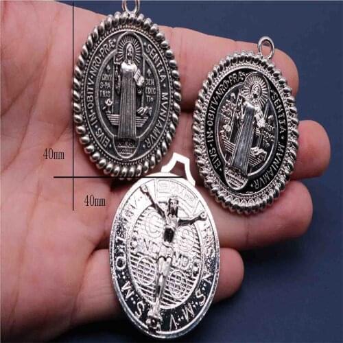 Religion St. Benedict Medal Jesus Christian Jewelry Cross Charm Saint Benedict Cross Pendant Pendant Necklace