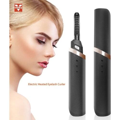 VENKY USB Rechargeable Electric Eyelash Curler Fast Heated Eyelash Curler Long Lasting Curl Eyelash Curling Beauty Makeup Tool
