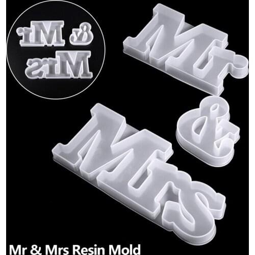 Mr & Mrs Resin Silicone Mold For DIY Mr & Mrs Shape Crystal Glass Pendant Casting Candle Mold Handmade Resin Craft Tool