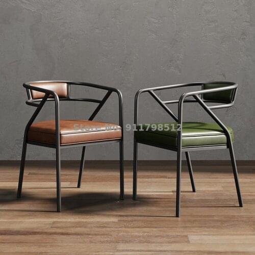Nordic wrought iron backrest armrest dining chair light luxury office home makeup chair restaurant restaurant leisure coffee sho