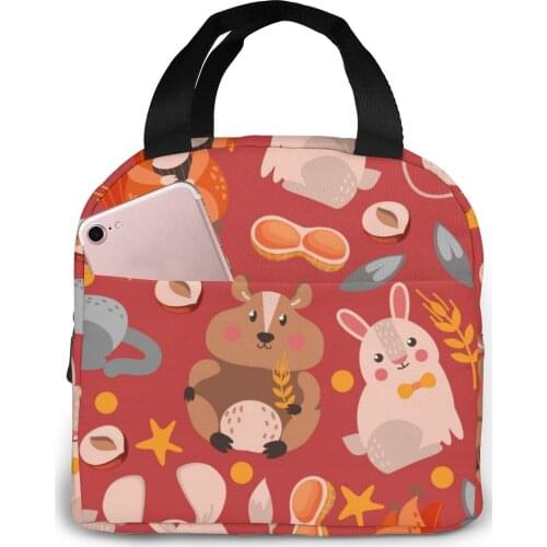 Lunch Bag Cute Ferret Squirrel Hare Hamster Thermal Insulated Lunch Box Tote Cooler Bag Bento Lunch Container Food Storage Bag