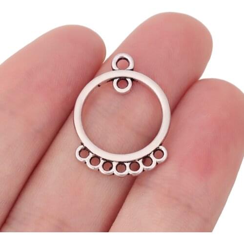 30 x Tibetan Silver Open Round Circle Earrings Connectors Multi Strand Charms Beads for Jewelry Making Accessories 24x18mm
