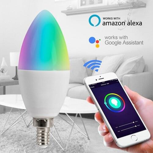 Tuya Zigbee 3.0 Smart Candle Bulb Convenient E12/E14 RGBCW 5W LED Voice App Phone Remotely Control Works With Alexa Google Home
