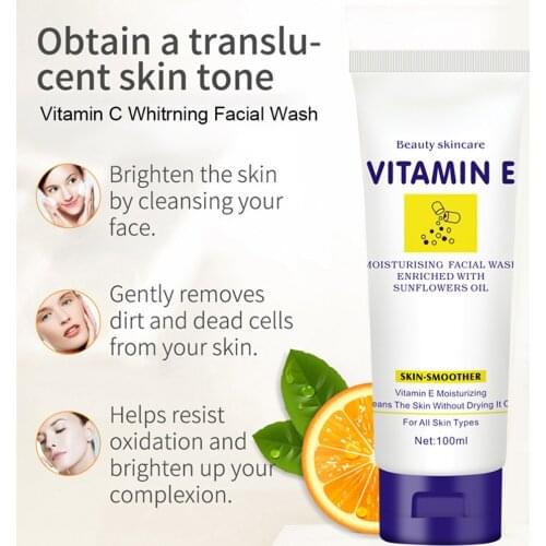 Vitamin E Gentle Facial Wash Moisturizing Oil-Controlling Cleanser for Men and Women MH88