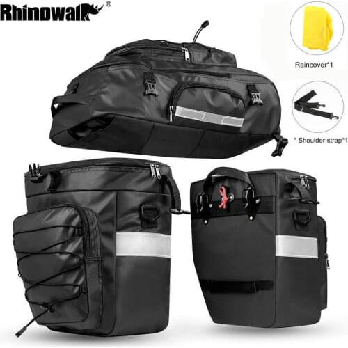 Rhinowalk Upgrade 3 in 1 Bike Bags Rear Seat Trunk-Bag Waterproof Bicycle Pannier 65L MTB Cycling Luggage Multifunction Backpack