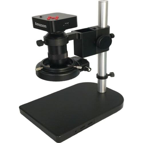 Video Camera 48MP HDMI USB Digital Microscopio Mini Stand 56 Led Lights 130X C-Mount Lens Microscope For Mobile PCB Repair Tools