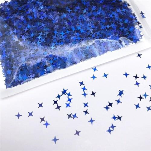 1 PCS Cross Star Four Corners Nail Makeup Sequins Handmade Material Slim Crystal Mud Flash Powder Nail Sequins 10g