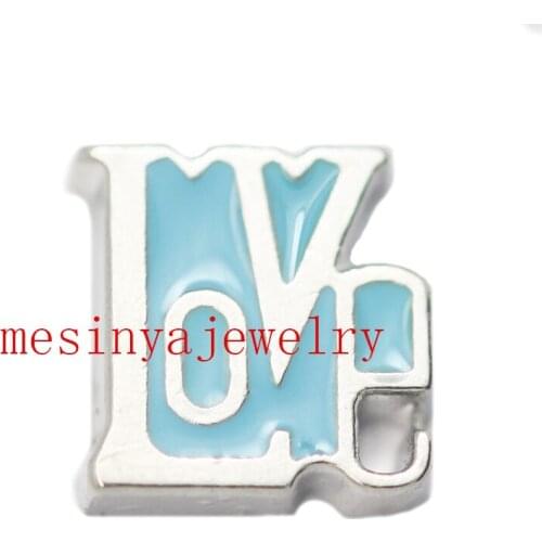 10pcs blue love floating charms for glass locket Min amount $15 per order mixed items, FC-318