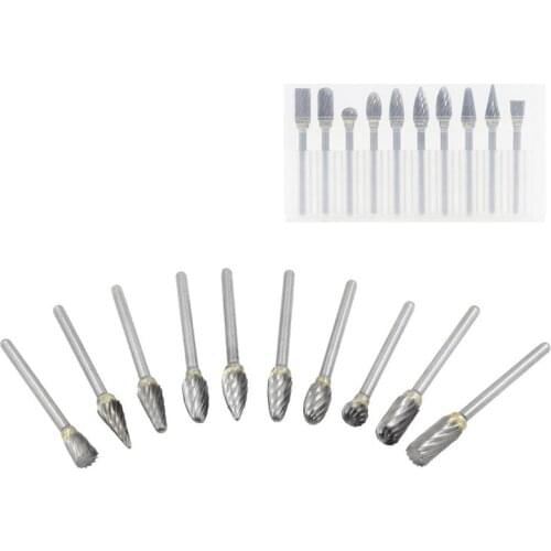 10pcs Tungsten Carbide Drill Bits for Metal Burr Tungstenio Burs Cnc Milling Cutter Dremel Mini Cone Drill Set Accessories