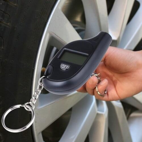 100Pcs/Lot Mini Digital Car LCD Tyre Tire Pressure Gauge Keychain For Car PSI BAR Portable US