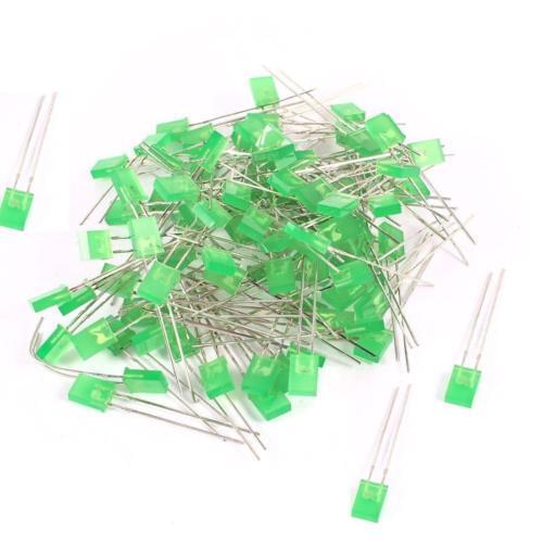 100PCS 2x5x7mm Rectangle LED Green Colou Green Light Emitting Diode NEW
