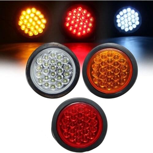 2pcs 10-30V 24 LED Car Rear Tail Light Brake Stop Marker Light Indicator Truck Trailer Round Reflector Signal lamps for Car RVs