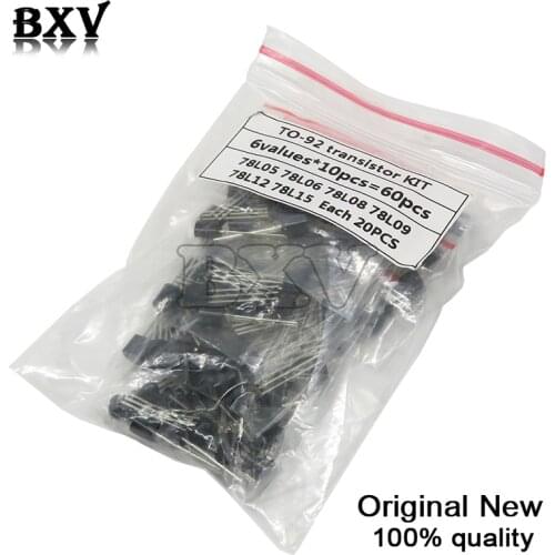 20pcs*6values=120pcs 78L05 78L06 78L08 78L09 78L12 78L15 TO92 TO-92 Transistor Kit 78L Series Voltage Regulator Package Assorted