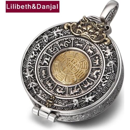 2019 Buddha Gawu Box Openable Vajra Zodiac Lucky brave troops Pendant 100% 925 Sterling silver Men Necklace Pendant Jewelry P37