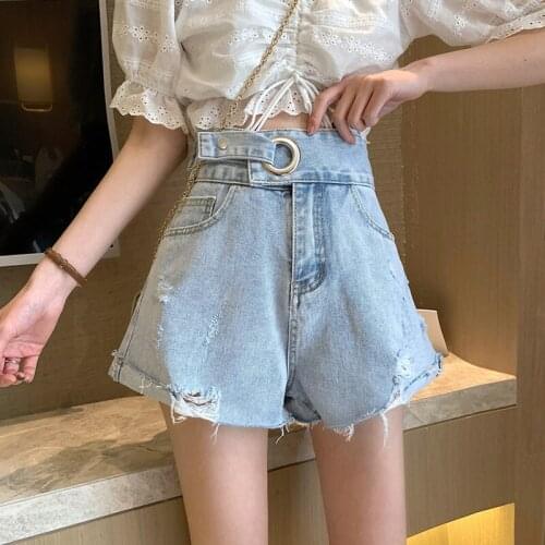 2021 Fashion Women Shorts Jeans High Quality Casaul Wide Leg Pants Denim Shorts Women Ripped Short Hole Womens Clothing WPY3796