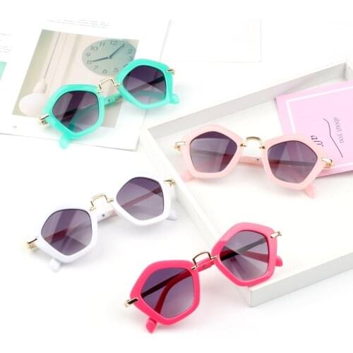 Pentagon shaped kids Sunglasses for 3-8 yrs Infant Baby Boys&girls Eyewear UV400 Protection Golden metal leg child glasses n790