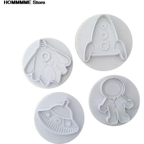 4pcs plastic DIY Cake Decor Mold cake decorating tools plastic outer space cookie cutter chocolate cake fondant Cake Tools