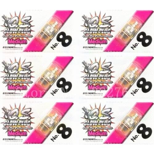 6Pcs 100% Original Glow Plug OS O.S. 8 No.8 #8 Standard Glow Plug Spark Medium For RC Car Truck Nitro Engine Remote Control Cars