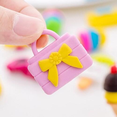 8 pcs Creative Cartoon Womens Handbag Eraser Eraser Student Stationery School Supplies Wholesale