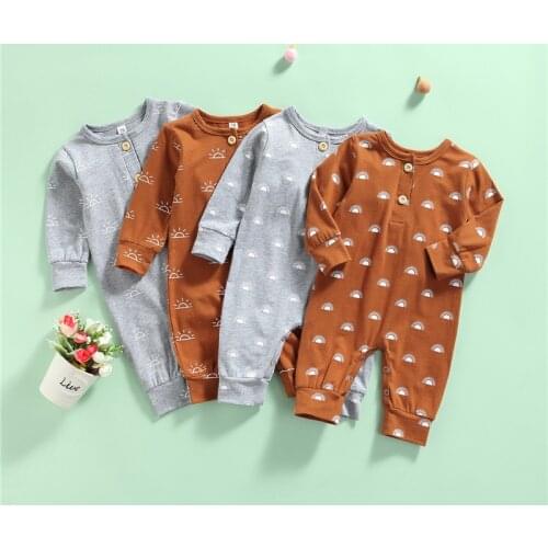 Autumn Baby Rompers Spring Newborn Toddler Girls Boys Clothes Long Sleeve Sun Print Jumpsuits Baby Clothing Boys Kids Outfits