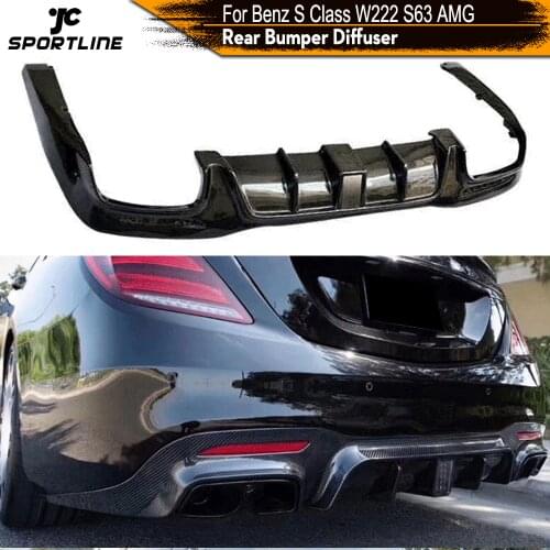 Carbon Fiber Rear Bumper Diffuser Lip Spoiler for Mercedes-Benz S Class W222 S63 AMG 4 Door 2018 - 2021 Rear Bumper Diffuser Lip