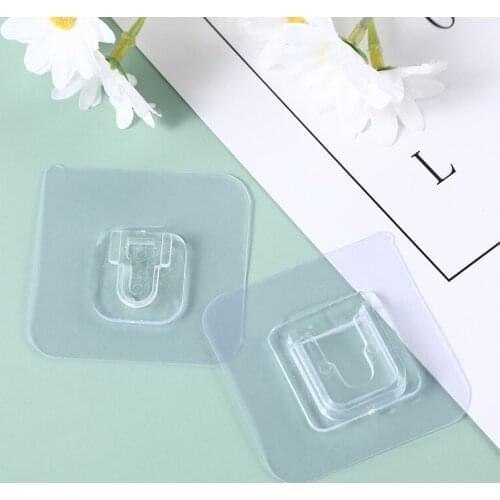 Double-Sided Adhesive Wall Hooks Hanger Strong Hooks Transparent Suction Cup Sucker Wall Storage Holder For Kitchen Bathroo