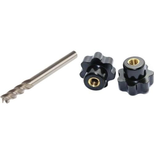 1 Pcs Straight Shank 6mm Cutting Dia 4 Flutes End Mill & 3 Pcs M6 Nut / Plastic Head Handle Nuts (32mm Outside Diameter)
