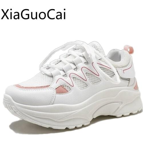 Pink Fashion Summer Women Mesh Casual Shoes Breathable 2019 Womens Casual Sneakers Popular Newest Women Flat Casual Shoes