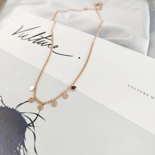 Mini disc titanium steel necklace female golden simple moon star disc necklace female sweet jewelry gift