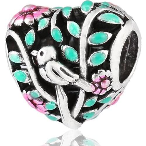 20pcs/Lot Fashion Alloy Enamel Leafs Bird Flower Hollow Heart Beads for Bracelet Necklace Jewelry making DIY Accessory REB91