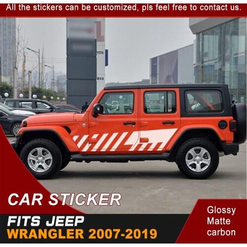 Car Stickers For Jeep Wrangler Rubicon Or Sahara 4 Doors Side Door Lead Foot Appearance Hockey Stripe Vinyl Graphics Car Decal