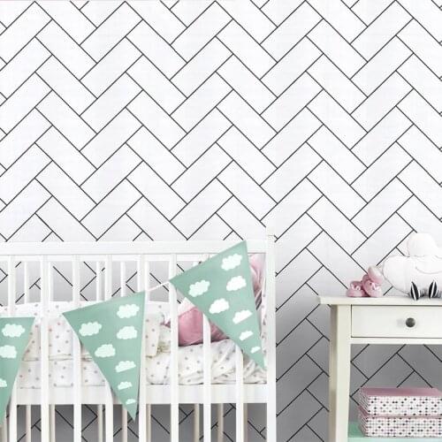 Nordic Ins Style Black White Wallpaper Geometric Wave Striped Wallpaper Modern Simple Wallcovering for Living Room Clothes Store