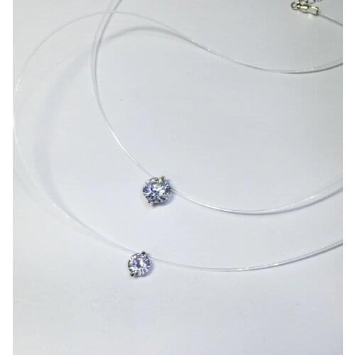 Invisible Chain Necklace Women Transparent Fishing Line Clavicle Chain 6/8MM Rhinestone Choker Necklace for Girl Fashion Jewelry