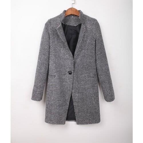 2021 new fashion casual autumn and winter clothes houndstooth coat thick single-breasted suit collar woolen coat