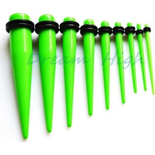 Wholesale Green Colour Ear Piercing Taper Stretcher Plug Earring Stretching Expander Expanding Kit Set UV Acrylic Fancy Jewellry