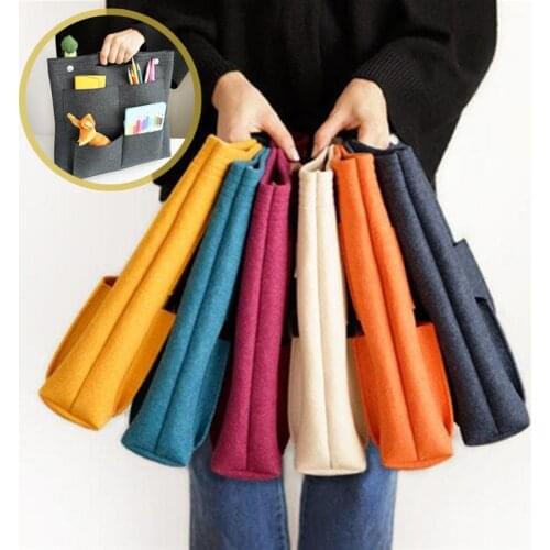 Portable Make Up Bag Felt Insert Purse Organizer Multi Pocket Cosmetic Bags In Bag Storage F/ Tote Handbag Insert Bag
