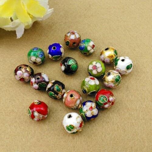 30pcs Cloisonne Filigree Colorful Enamel Round Bead Handmade DIY Jewelry Making Supplies Necklace Bracelet Accessories Wholesale