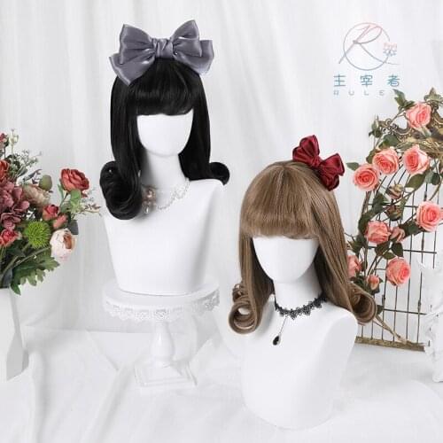 Retro American Sweetheart Lolita Natural Eversion Short Curly Hair Wig Set Anime Decor