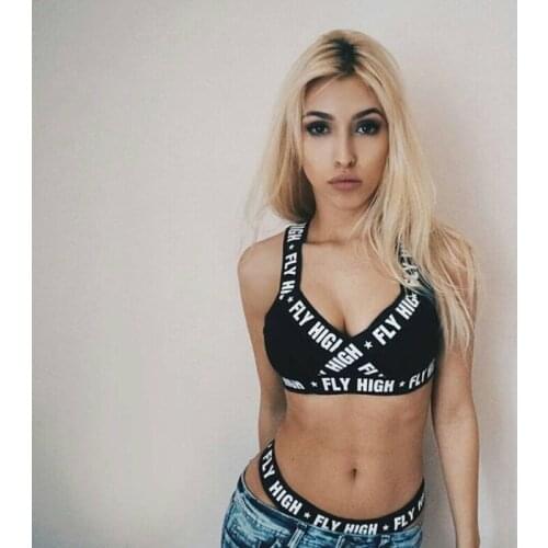 Sexy push up bikini set Letter print swimsuit female Bandage black swimwear women Biquini Swimming bathing suit Bather 2020