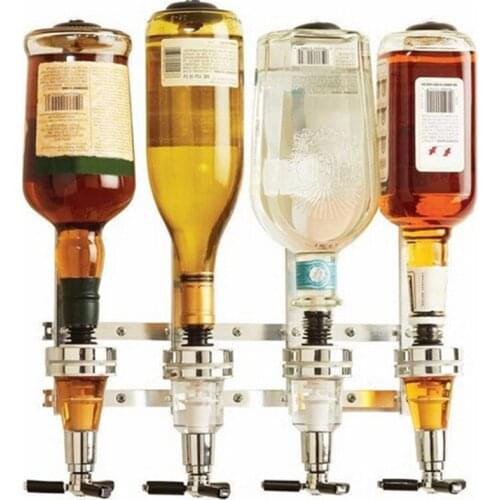 4 heads Liquor Dispenser Bar Beverage Wine Pourer Alcohol Juice Beer Drink Shot Cabinet Wall Mounted Rack Party Home Bar Tools