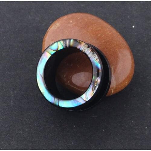 1PC Punk Acrylic Ear Tunnel Plugs Shellhard Abalone Shell Wood Ear Gauges Plugs Body Piercing Jewelry Ear Expander 6mm -18mm