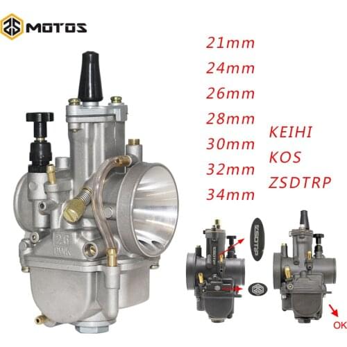 ZS MOTOS Universal 2T 4T For Keihi Motorcycle Carburetor 21 24 26 28 30 32 34mm With Power Jet For Motor Carburetor Keihi KOS