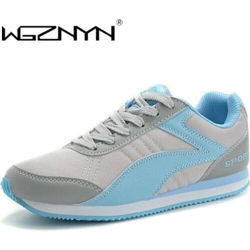 WGZNYN Spring Autumn Sneakers Flats Shoes Women Breathable Air Mesh Ladies Outdoor Walking Shoes Light Weight Zapatillas Mujer