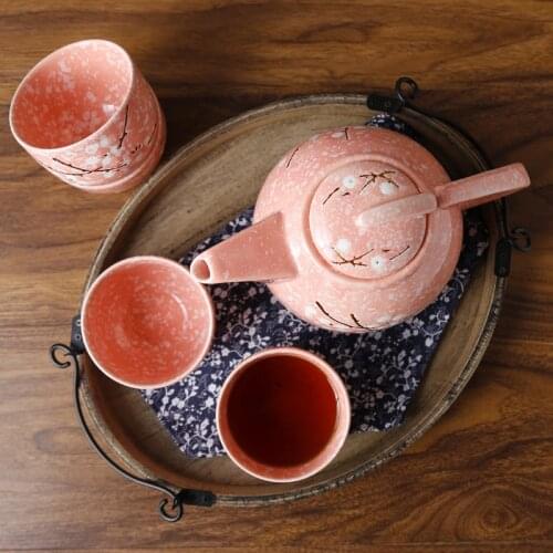 Japanese tea set restaurant household ceramic snowflake underglaze color tableware tea pot cup kungfu teapot teacup teaware